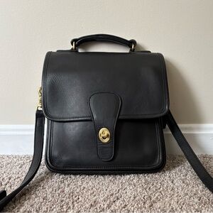 COACH Vintage Station Pre-1994 Black Leather Crossbody Shoulder Bag Handbag 5130